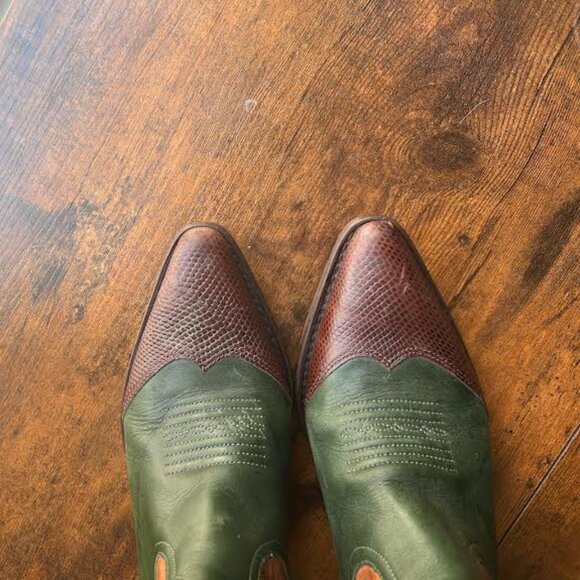 Nine West Leather Evie Cap Toe Cowboy Boots - Picture 3 of 6